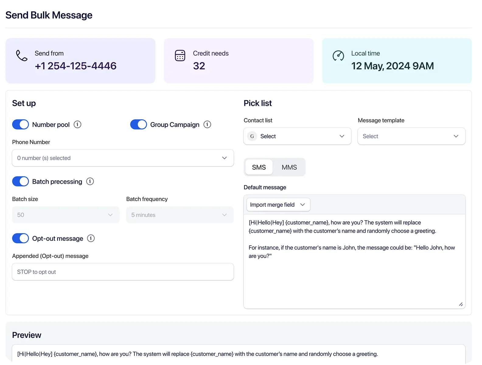 TextTorrent individual SMS log showing message status, timestamps, and delivery details